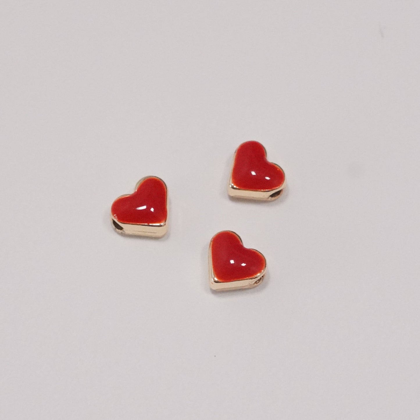 24Kt Shiny Gold Plated Red Enamelled Heart Charm