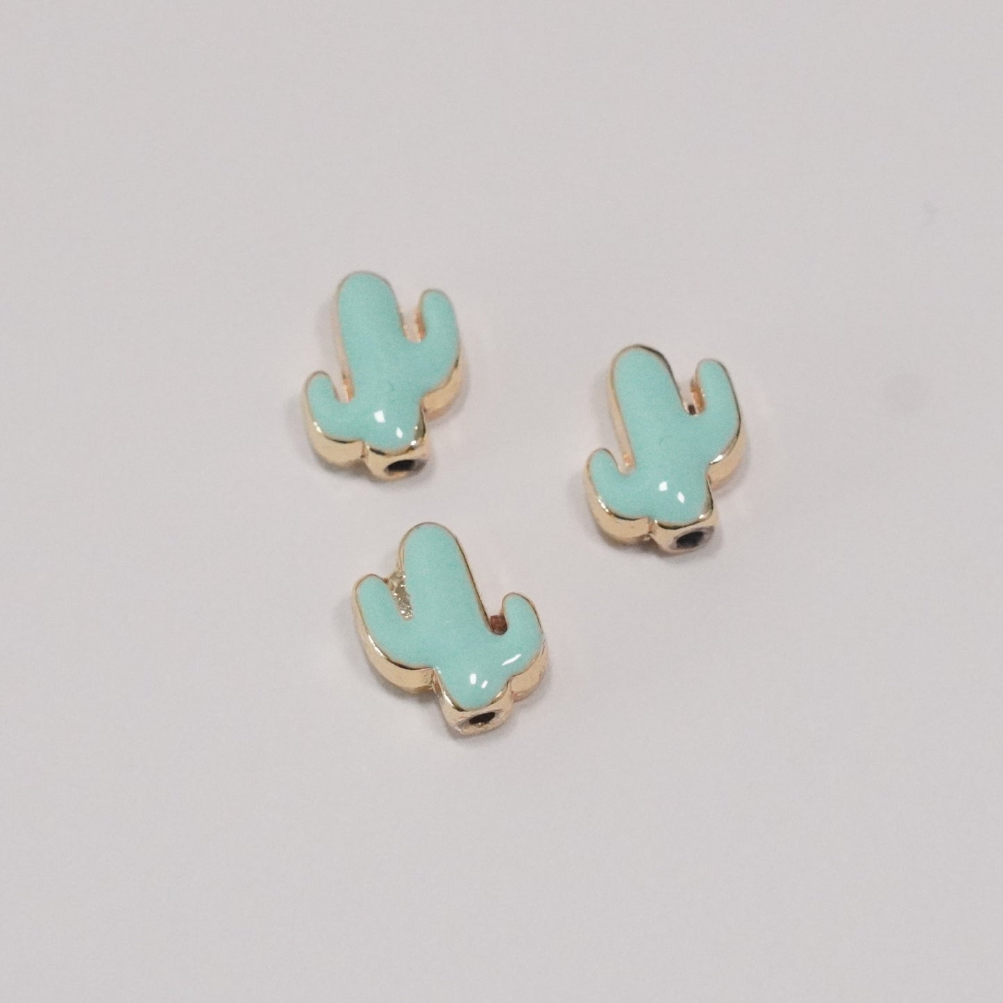 24Kt Gold Plated Mint Enamelled Cactus Charm