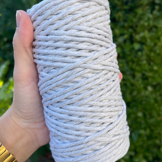 Light Grey 3-4mm Single Twist Cotton Cord 100m