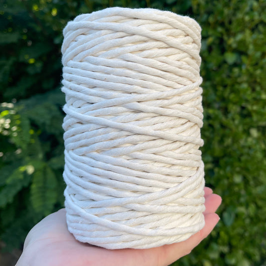 Ecru 5mm Single Twist Cotton Cord 100m