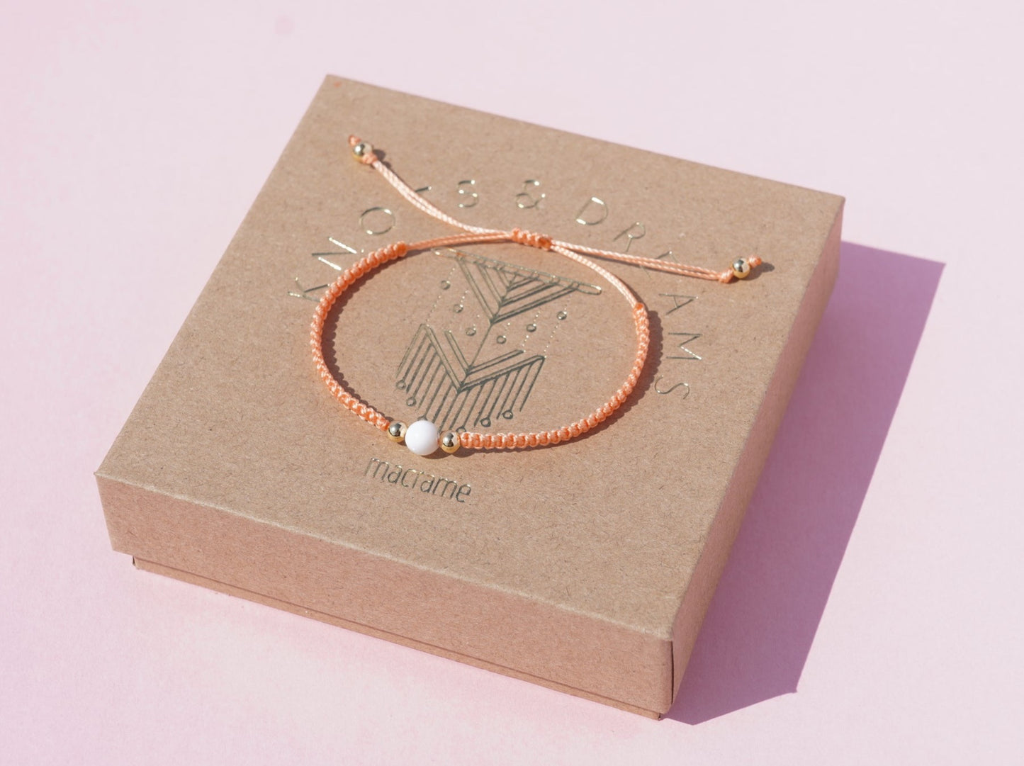 Mother of Pearl & Gold Macrame Bracelet