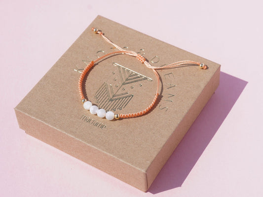 Mother of Pearl & Gold Macrame Bracelet