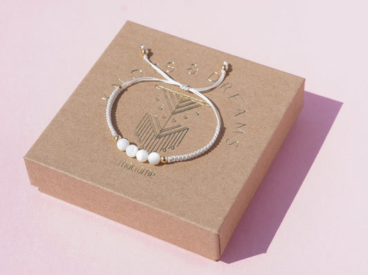 Mother of Pearl & Gold Macrame Bracelet