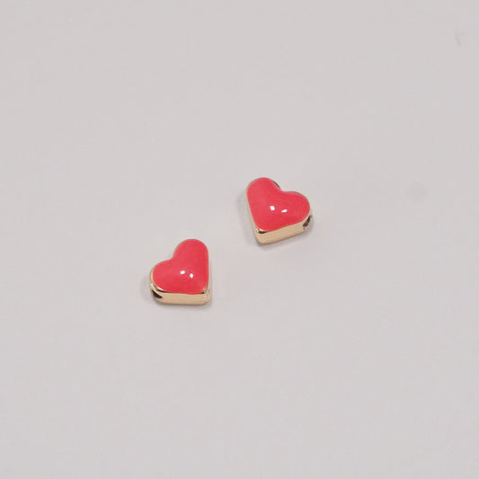 24Kt Shiny Gold Plated Neon Pink Enamelled Heart Charm
