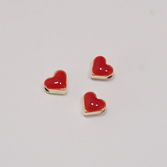 24Kt Shiny Gold Plated Red Enamelled Heart Charm