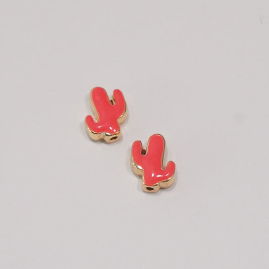 24Kt Gold Plated Neon Pink Enamelled Cactus Charm