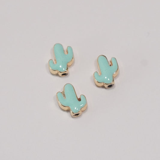 24Kt Gold Plated Mint Enamelled Cactus Charm