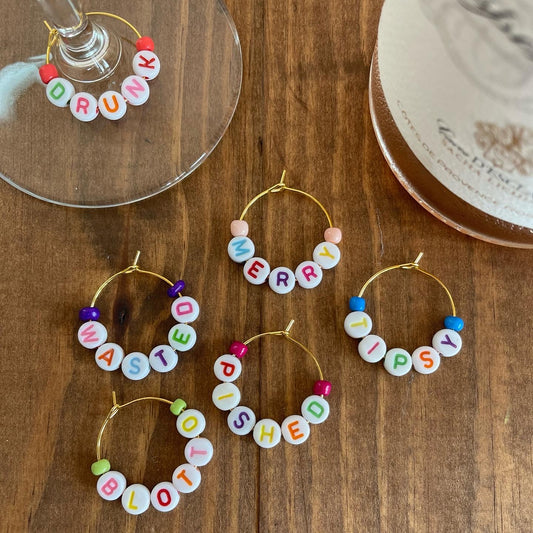 DRUNK Wine Glass Charms
