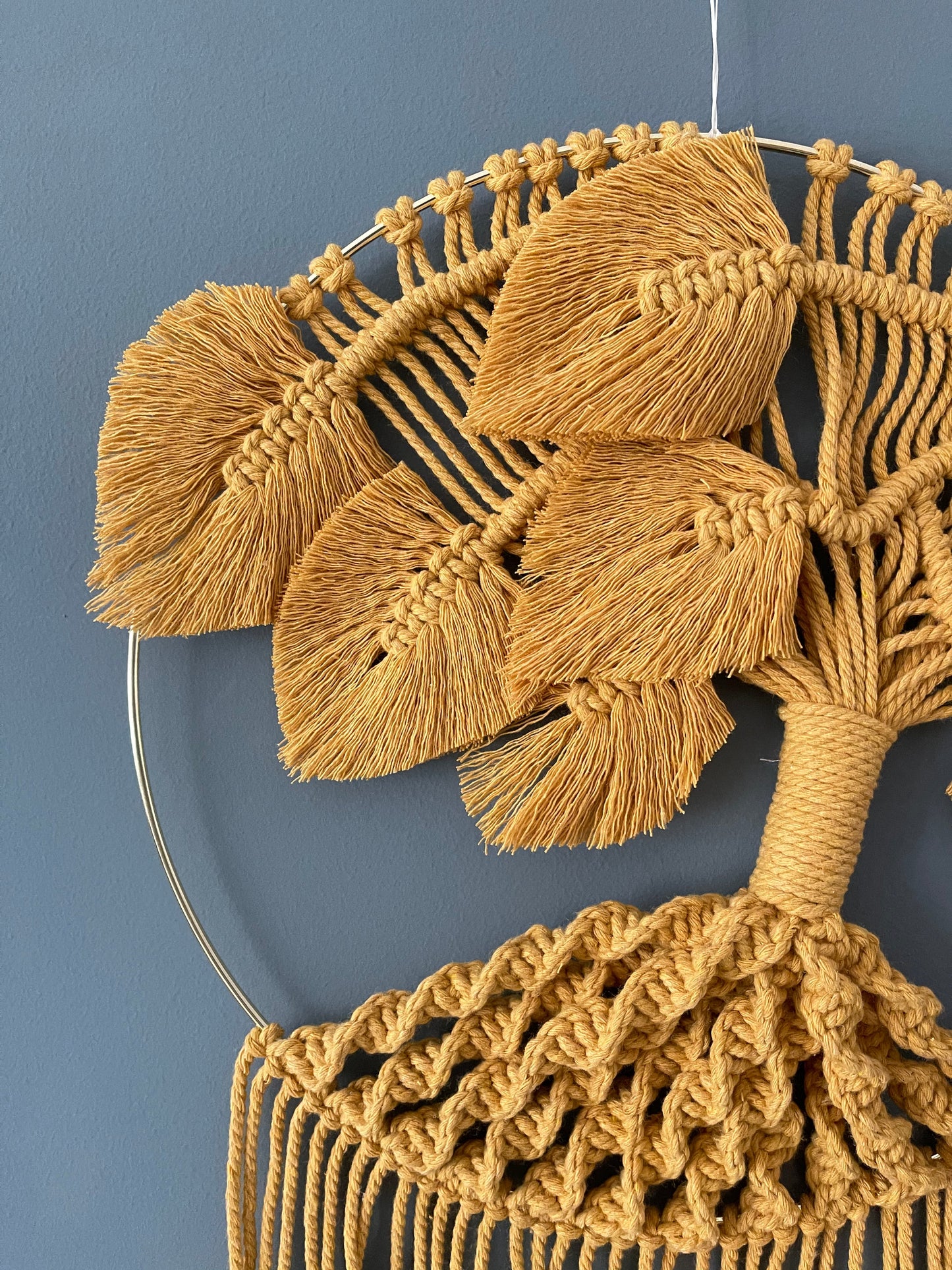 Macrame 'Tree of Life' with feathered leaves