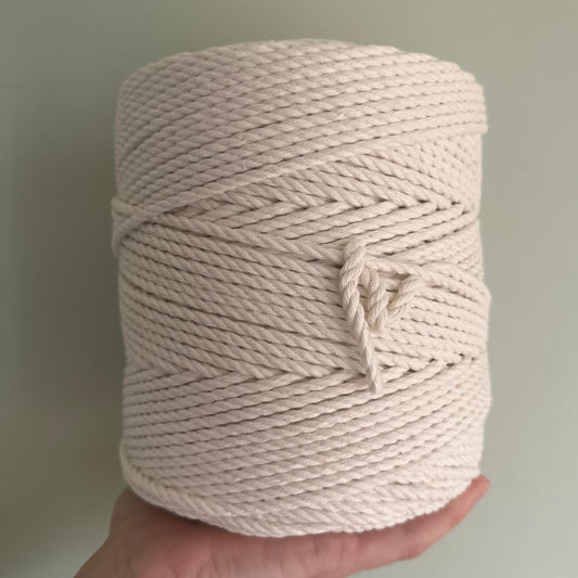 4mm 3ply Natural Cotton Macrame Cord