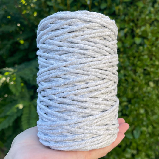 Light Grey 5mm Single Twist Cotton Cord 100m